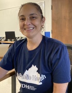 A photo of a West Piedmont Medical Interpreter in a VDH t-shirt.