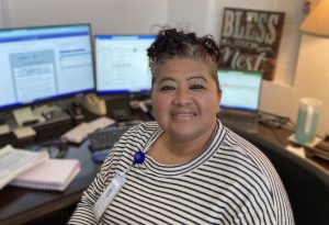 Chris Niblett sits in her office in the Henry-Martinsville Health Department.