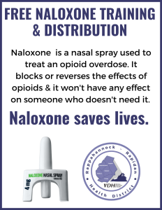 Free naloxone training & distribution. Naloxone is a nasal spray used to treat an opiod overdose. It blocks or reverses the effects of opioids & it won't have any effect on someone who doesn't need it. Naloxone saves lives. 