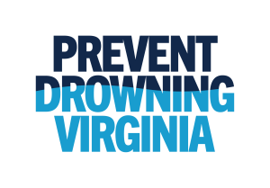 Large text in dark and light blue that states "Prevent Drowning Virginia"