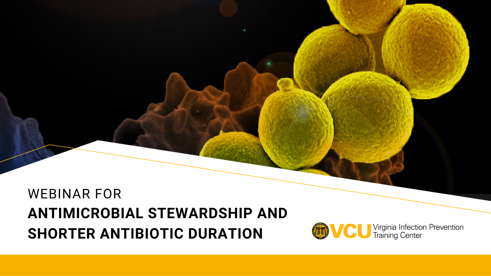 Image of microbes with VCU logo and title of webinar.