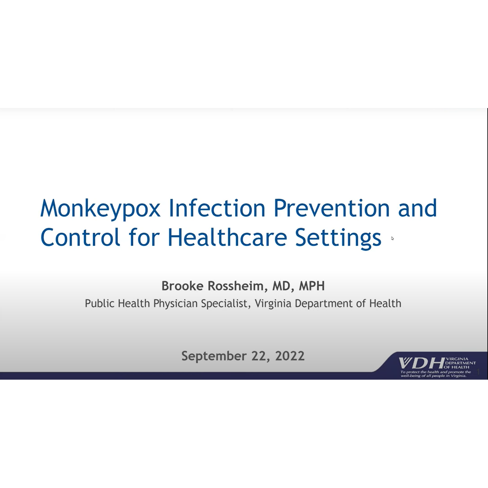 VDH Mpox Training Module: Prevention and Containment - Mpox