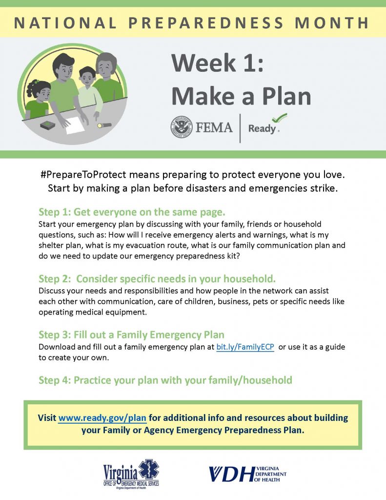 National Preparedness Month: Week 1 - Make a Plan - Emergency