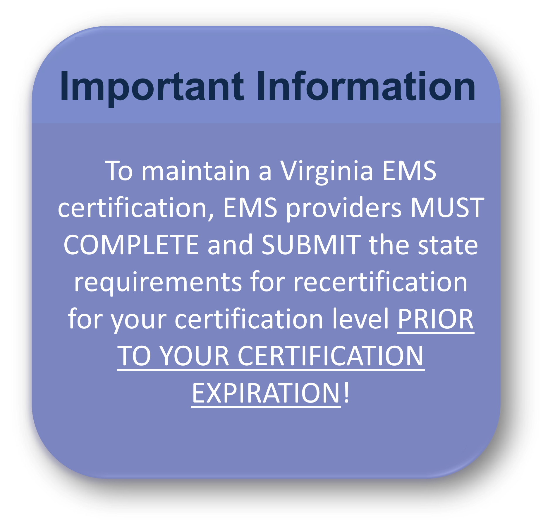 Recertification Of Virginia Credentials Emergency Medical Services   Maintaining Virginia Cert Shield 