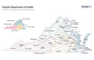 Virginia counties, health districts and regions