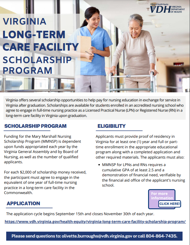 Virginia Long Term Care Facility Scholarship Program Health Equity